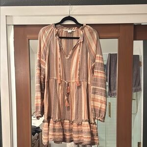 Veronica Beard Earthy Striped Long Sleeve coverup/dress